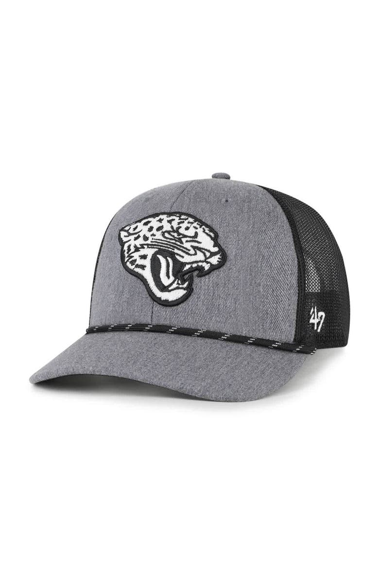 '47 Men's '47 Heather Charcoal Jacksonville Jaguars Carbon Rope Trucker Adjustable Hat, Main, color, Heather Charcoal