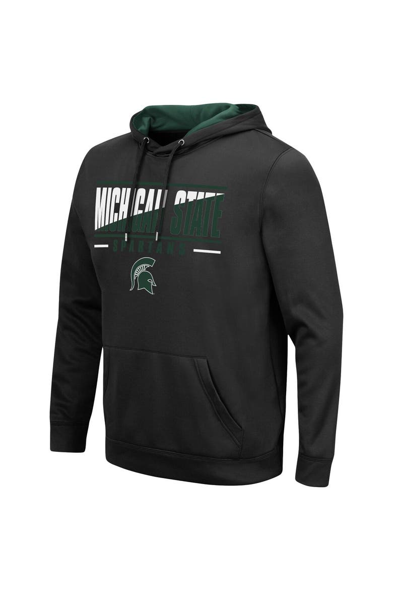 Men's Colosseum Black Michigan State Spartans Slash Stack 2.0 Pullover Hoodie, Alternate, color, Black