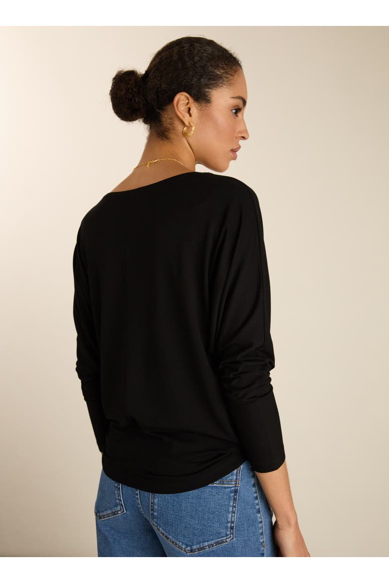 Ella Batwing Sleeve V-Neck Top, Alternate, color, Caviar Black