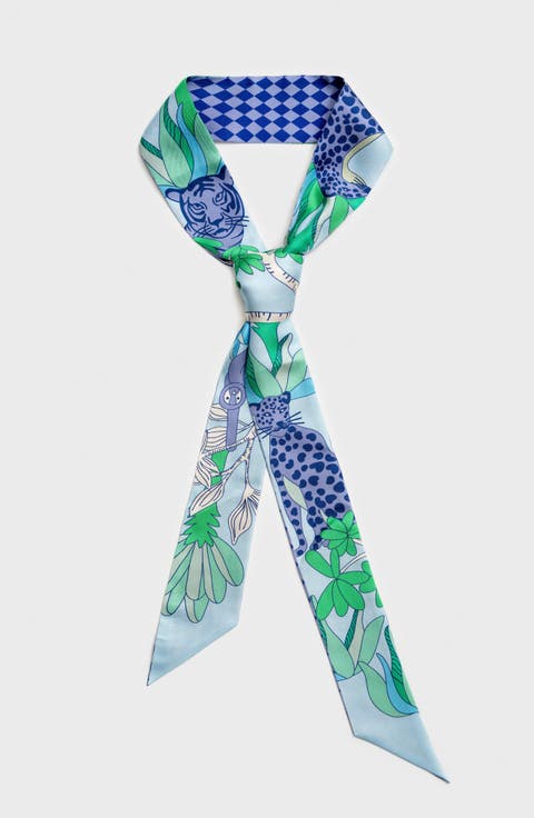 Silk Skinny Scarf Jungle Party