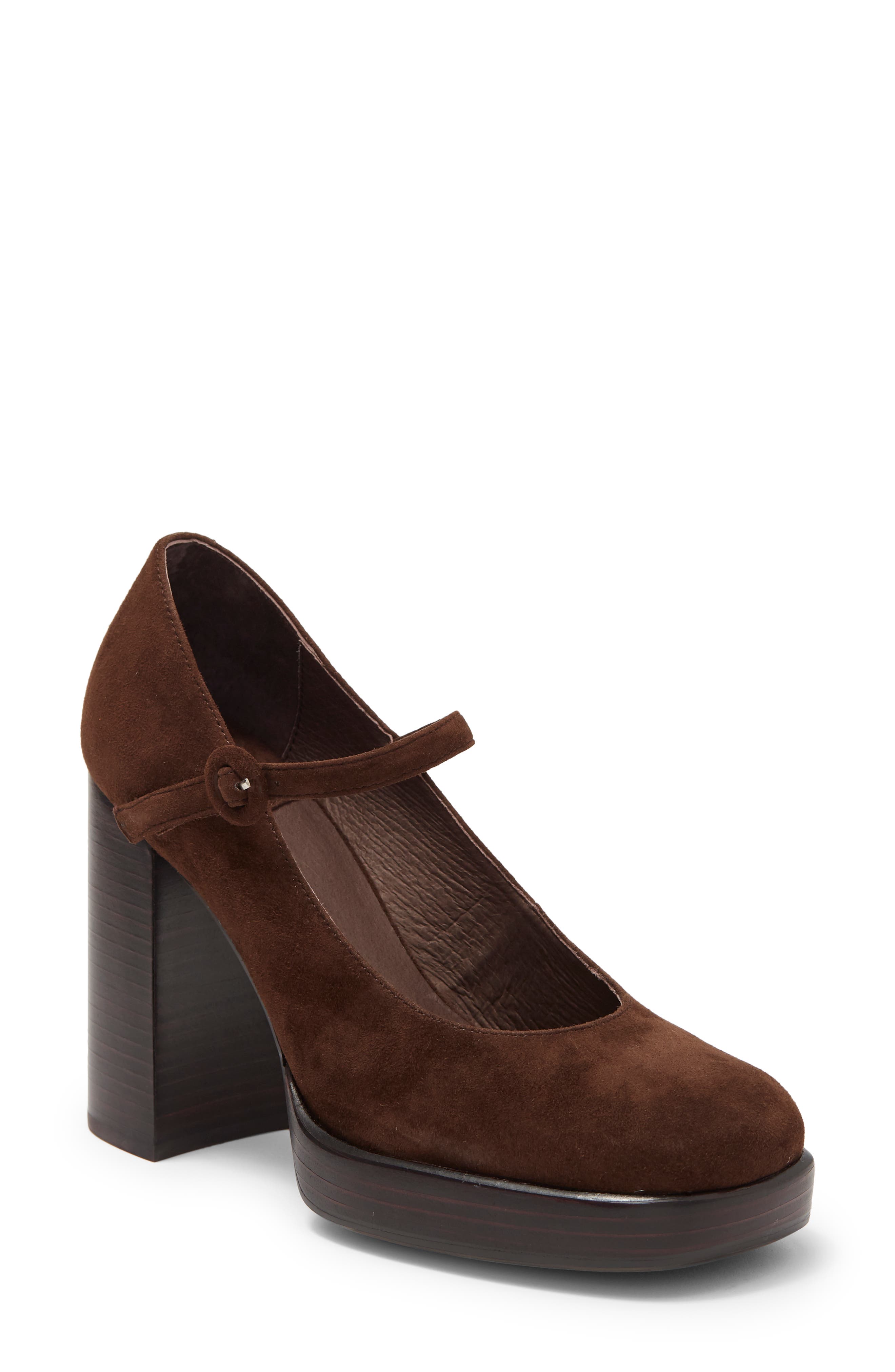 Mary Ann Platform Pump, Main, color, BROWN SUEDE BROWN STACK
