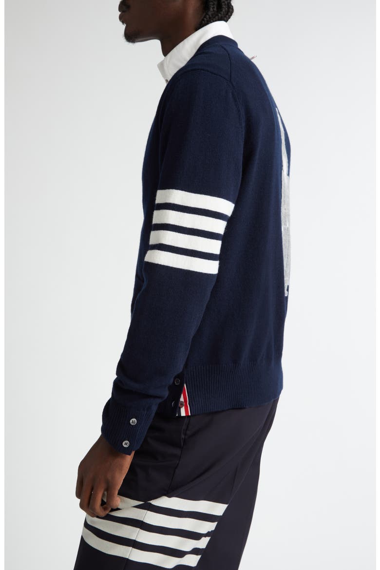 Holiday Hector Nutcracker 4-Bar Virgin Wool Cardigan, Alternate, color, NAVY