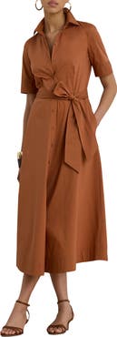 Lauren Ralph Lauren Cotton Blend Midi Shirtdress