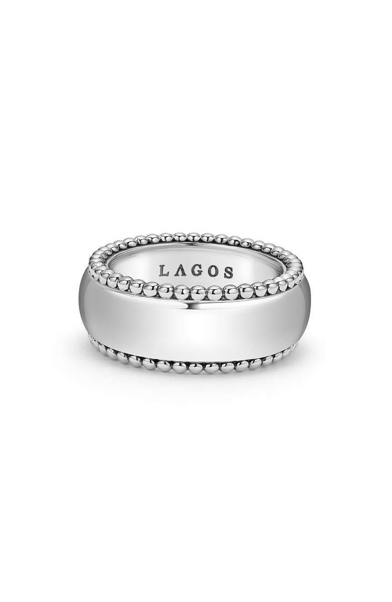 LAGOS Men's Anthem Caviar Lined Band Ring, Alternate, color, Silver