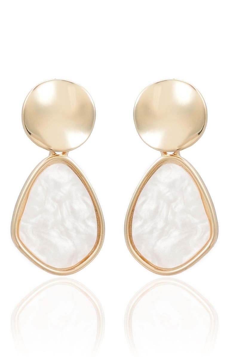 Ettika Pearl Secret Mother-of-Pearl Drop Earrings, Alternate, color, White/ Gold