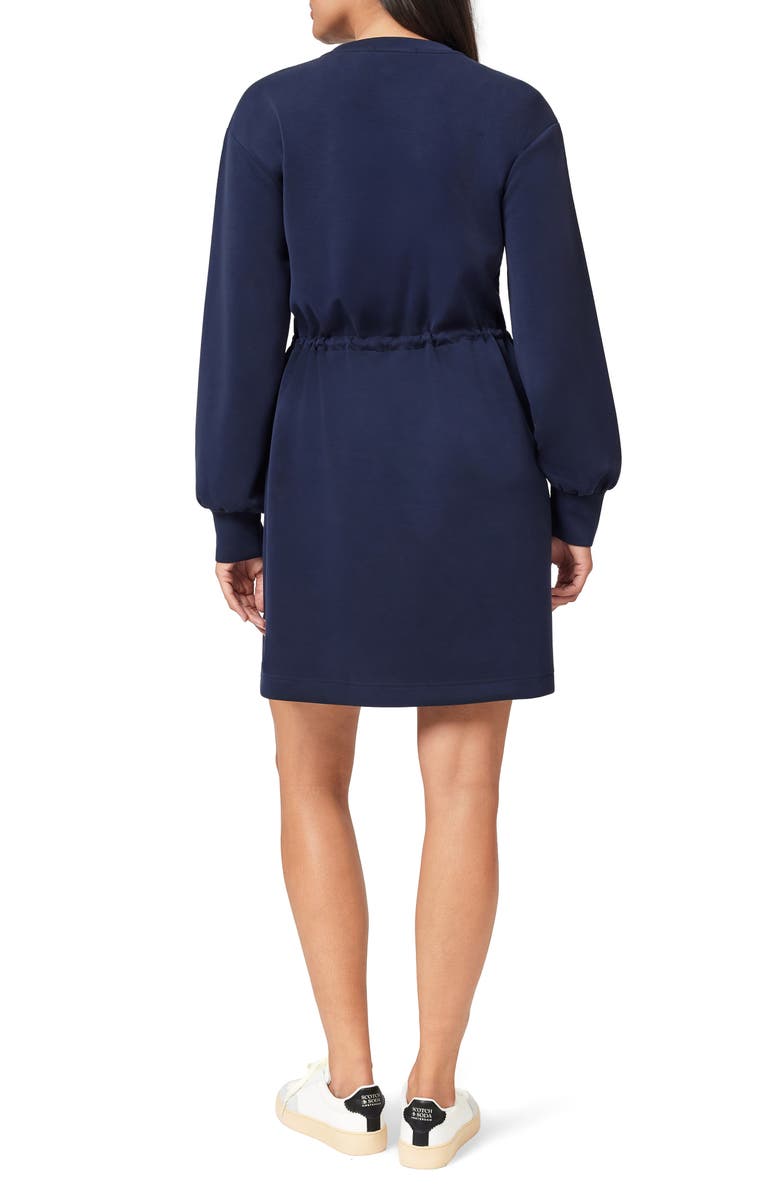 Scotch & Soda Long Sleeve Drawstring Waist Minidress, Alternate, color, Sky Captain