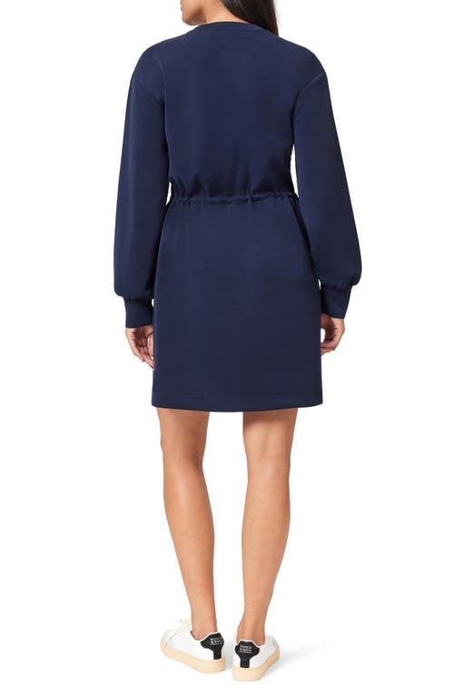 Scotch & Soda Long Sleeve Drawstring Waist Minidress In Blue