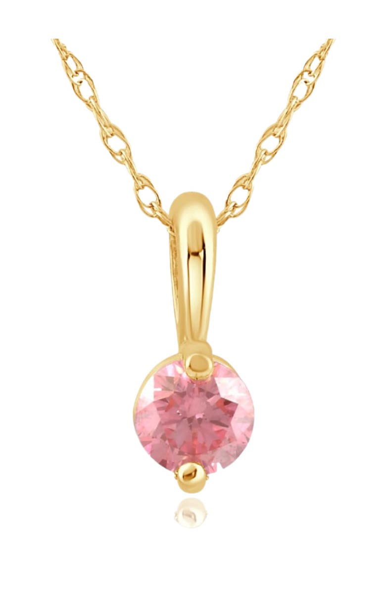 Bliss Diamond 1/4Ct Pink Diamond Solitaire Pendant 14k Gold 18" Necklace Lab Grown, Main, color, 