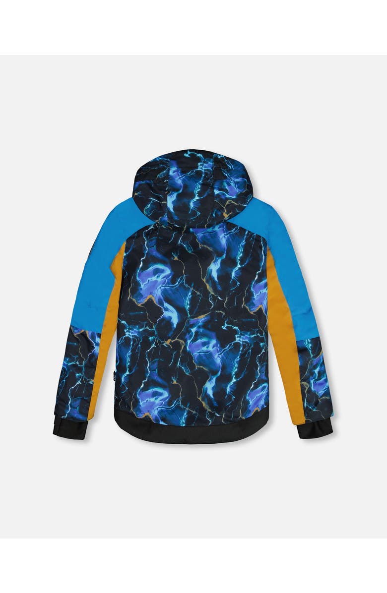 Deux par Deux Boy's Two Piece Snowsuit Royal Blue Printed Storm, Alternate, color, 