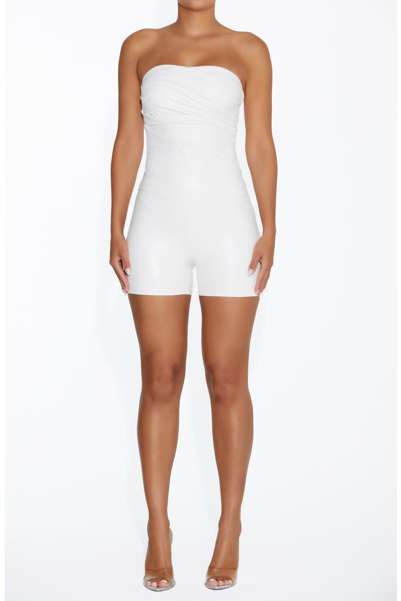 High Waist Yoke Detail Hot Shorts, Alternate, color, WHITE