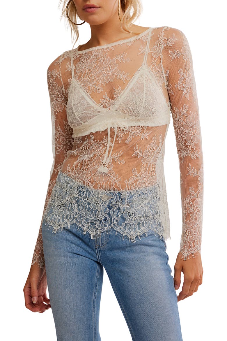 Long Last Lace Layering Top, Main, color, CLEAN IVORY