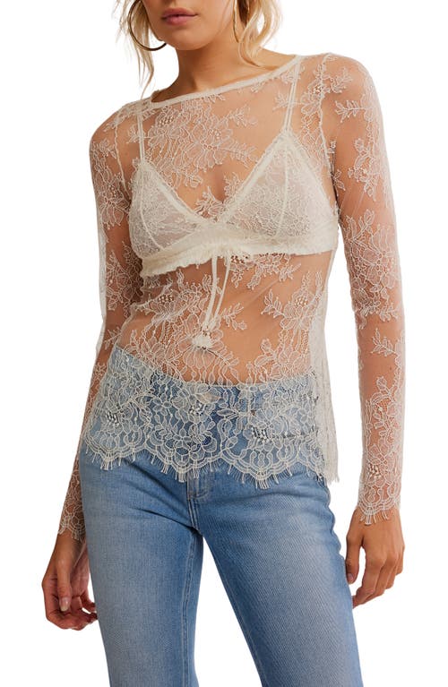 Free People Long Last Lace Layering Top In White