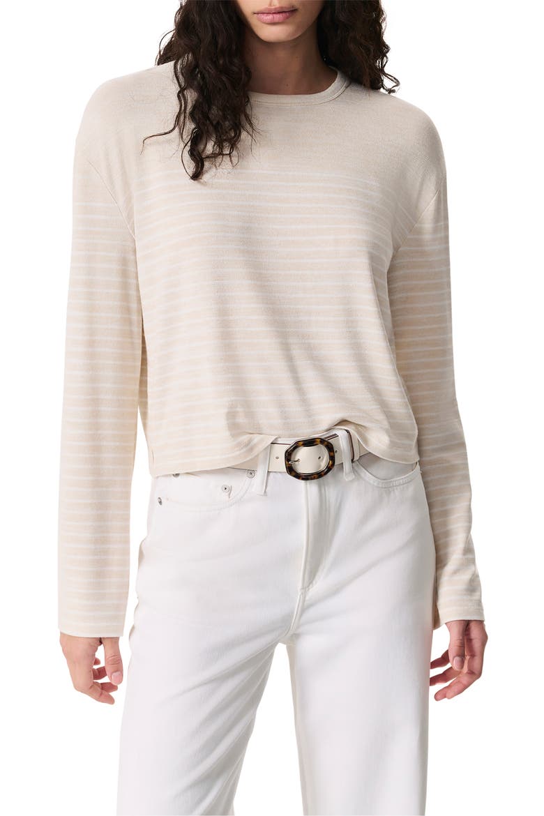 The Knit Stripe Long Sleeve T-Shirt, Main, color, IVORY WHITE