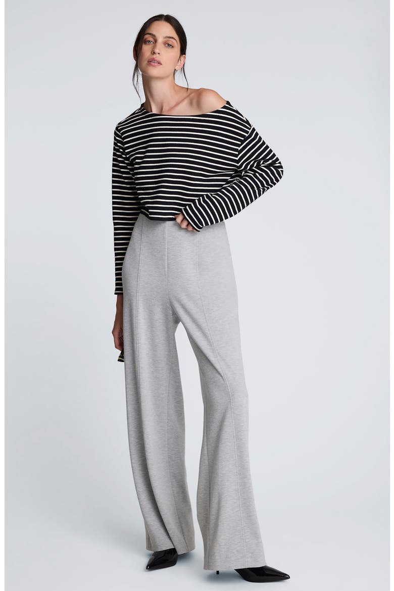 Stripe Cotton Crop Top, Alternate, color, BLACK/ OYSTER
