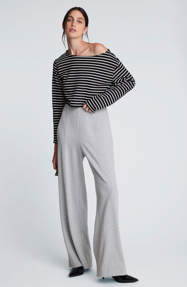 Kenneth Cole Stripe Cotton Crop Top, Alternate, color, Black/ Oyster