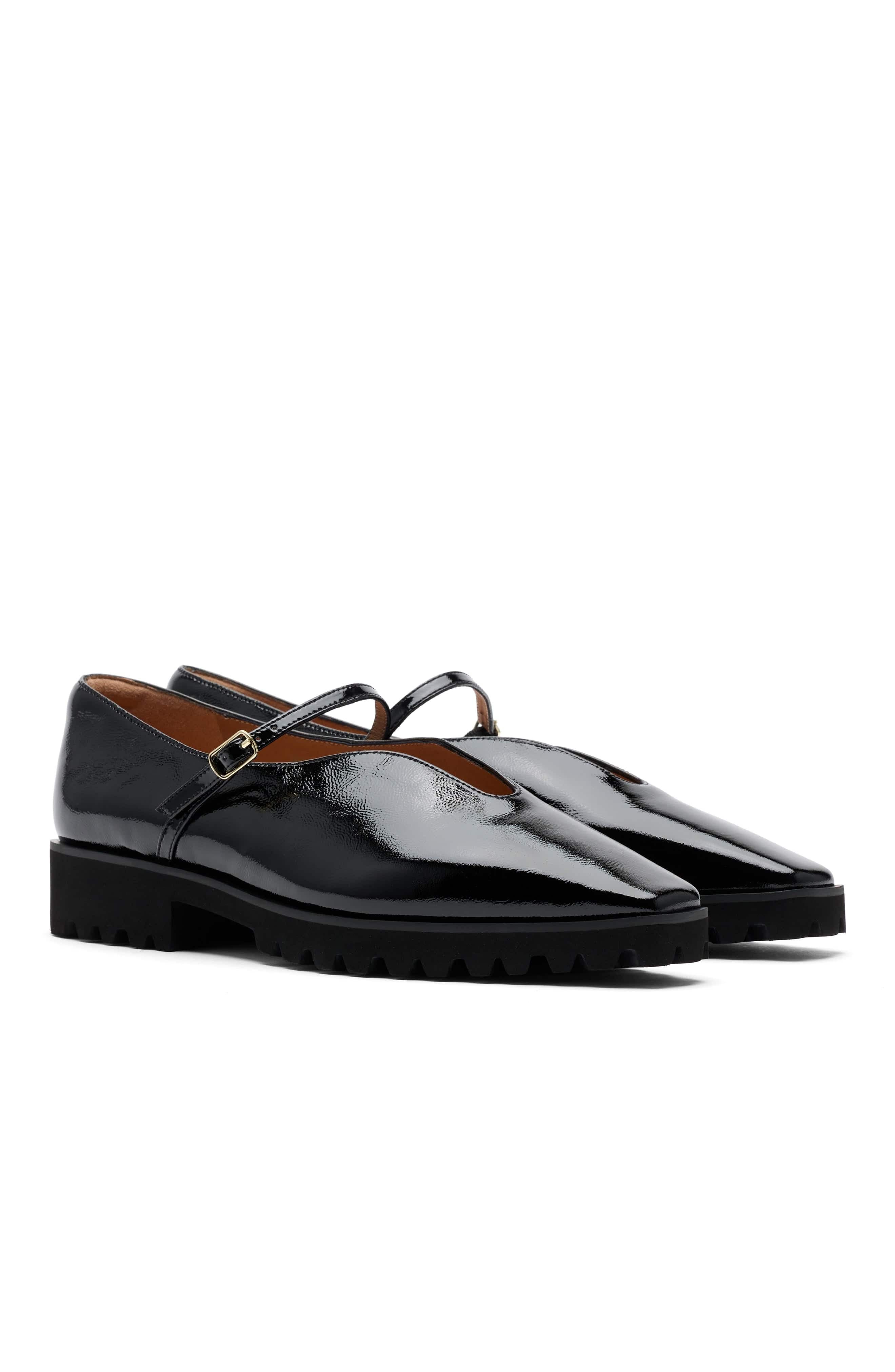 MARC NOLAN Roxie Leather Lug Mary Janes, Alternate, color, Black Patent