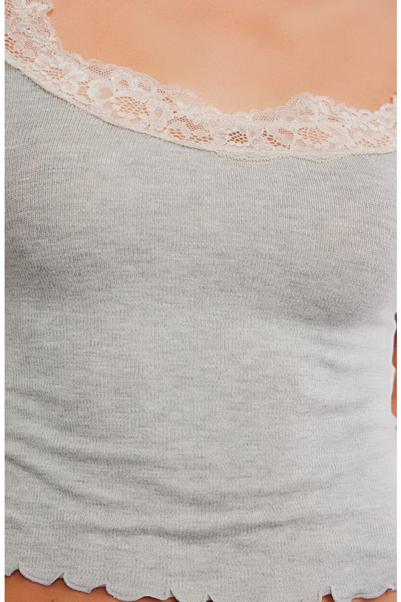 Oh My Darling Lace Trim Top, Alternate, color, HEATHER GREY