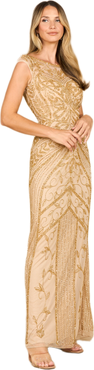 LARA New York Beaded Cap Sleeve Sheath Gown
