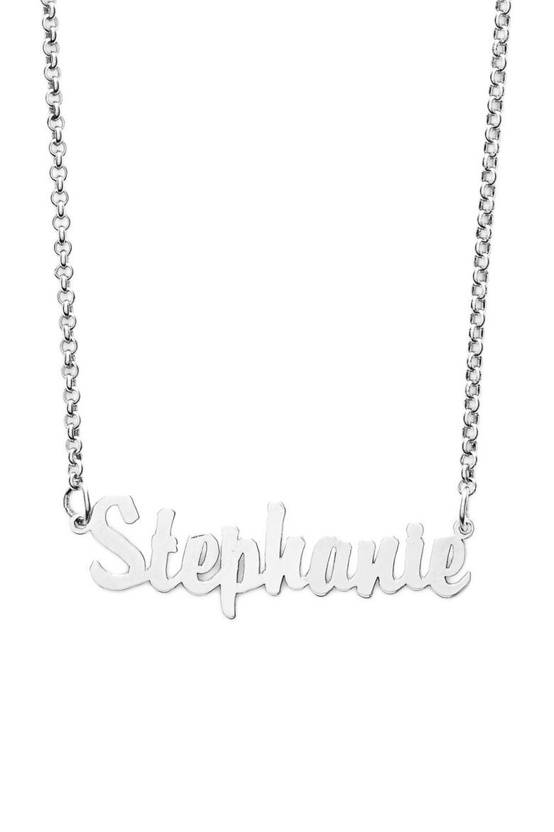Argento Vivo Personalized Script Name Necklace, Main, color, SILVER