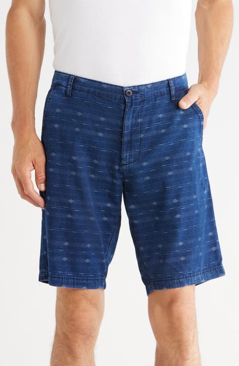 Griffin Print Tapered Denim Shorts