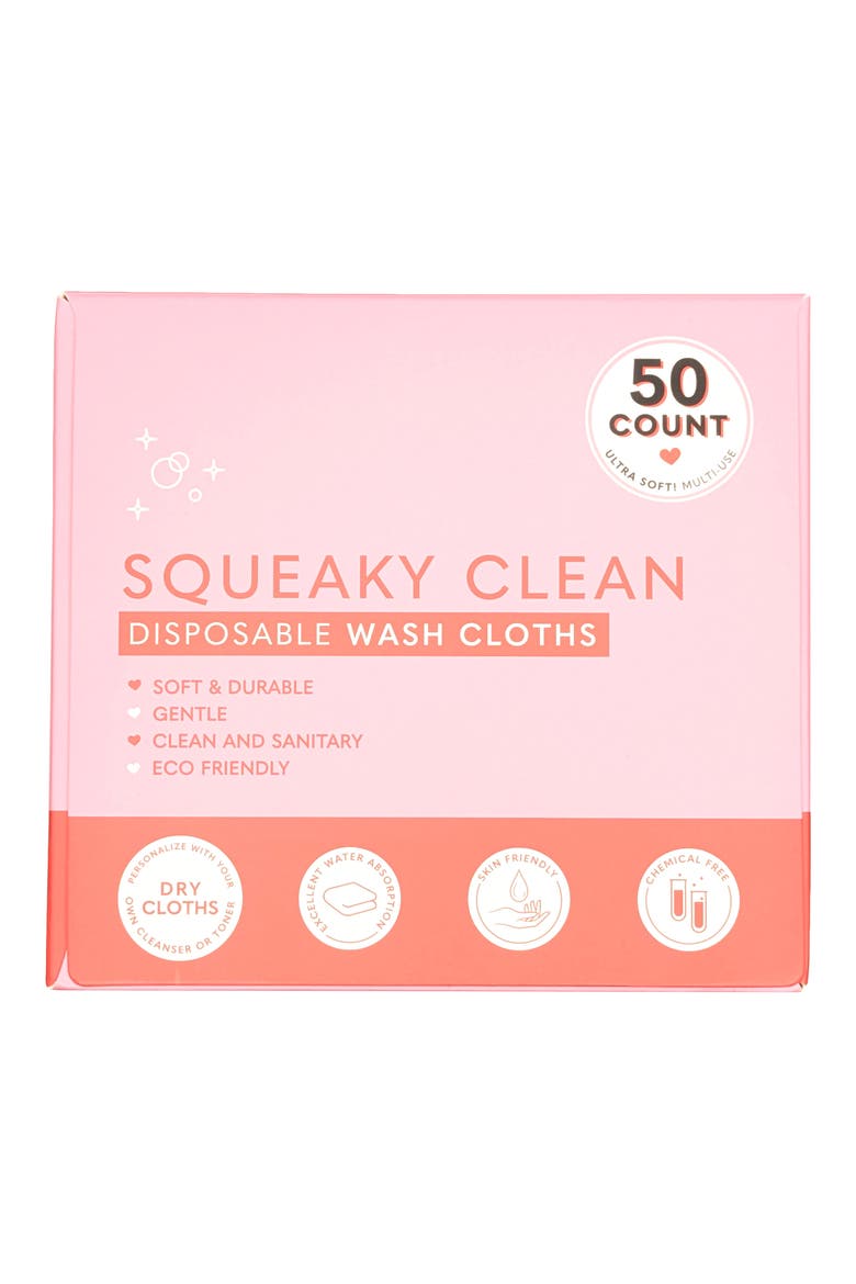 Squeaky Clean 50-Pack Disposable Wash Cloths, Main, color, NO COLOR