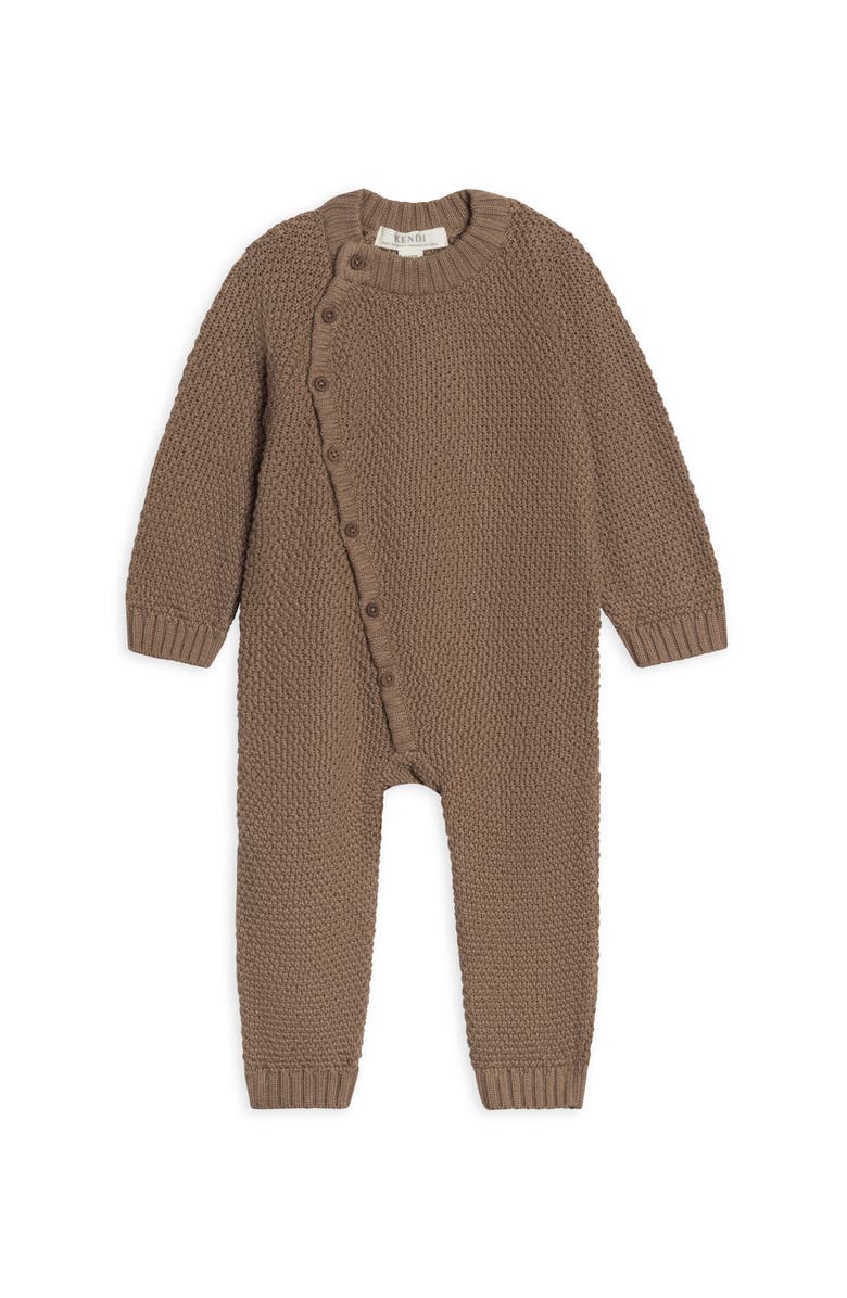 Kendi Casey Seed Stitch Organic Sweater Knit Kimono Romper, Main, color, Taupe
