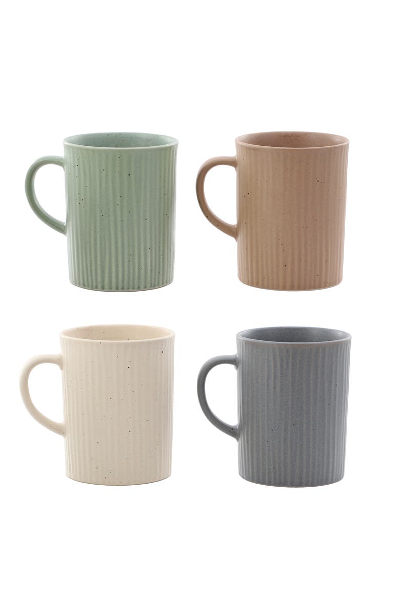Gibson Home Evening Stroll 4 Piece 19 Ounce Stoneware Ribbed Mug Set, Alternate, color, Grey