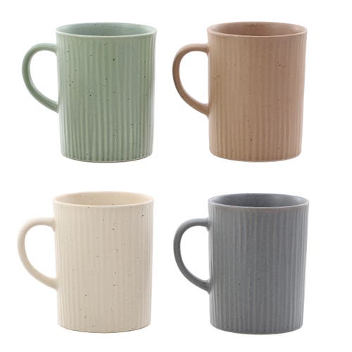Gibson Home Evening Stroll 4 Piece 19 Ounce Stoneware Ribbed Mug Set In Multi