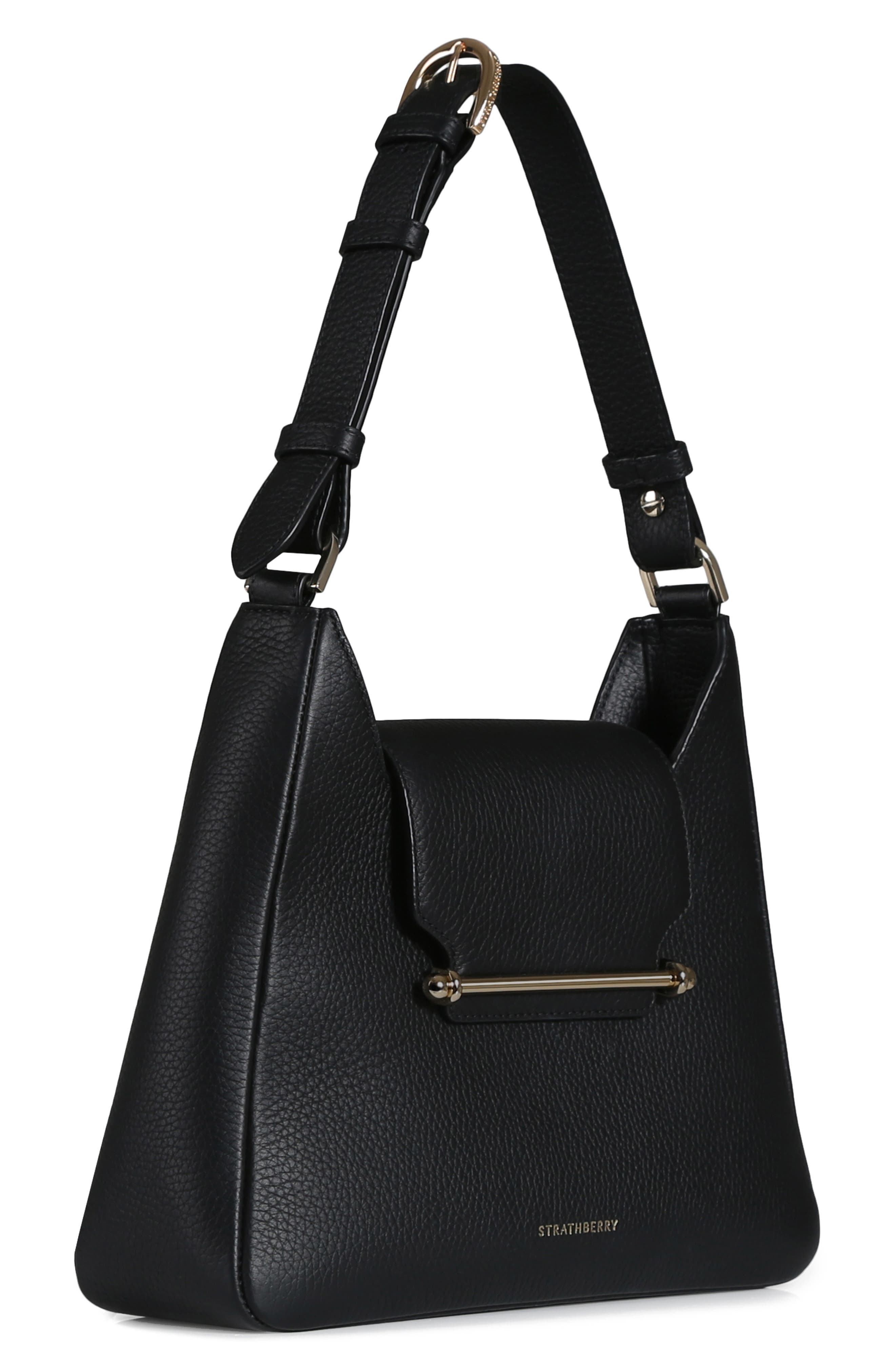 Strathberry Multrees Leather Hobo, Alternate, color, Black