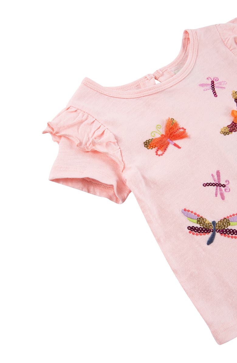 Peek Essentials Dragonfly Appliqué Shirt and Floral Pants Set, Alternate, color,