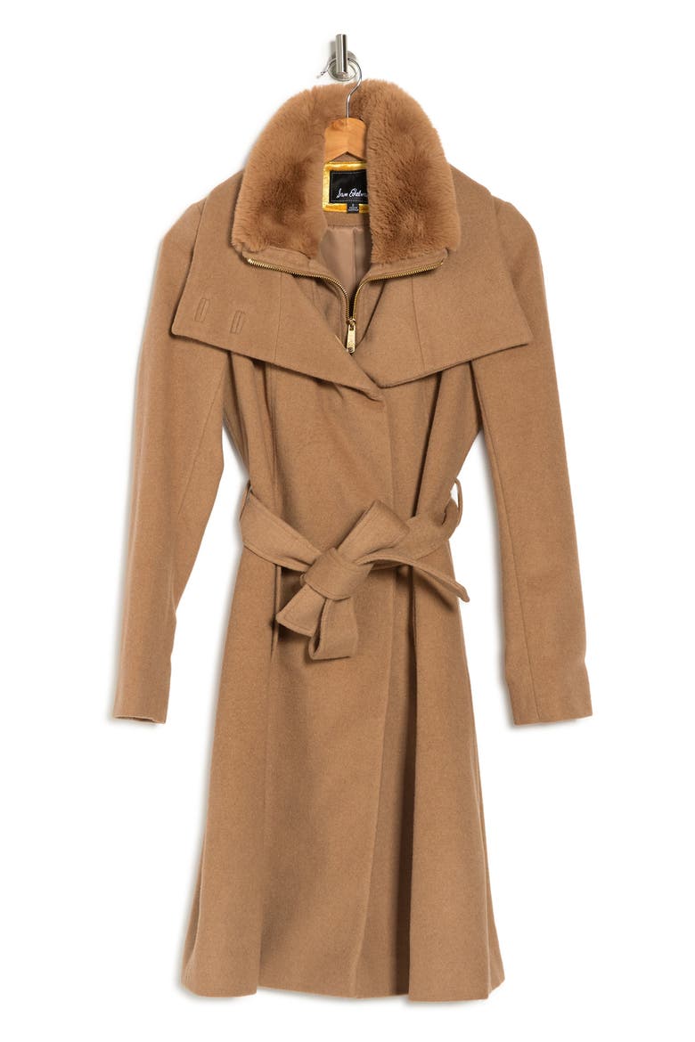 Faux Fur Belted Coat, Alternate, color, CAMEL