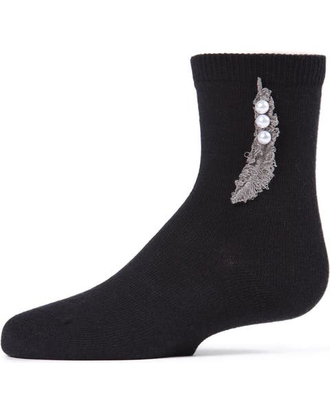 Feathery Combed Faux Pearl Crew Socks (Toddler, Little Kid & Big Kid)