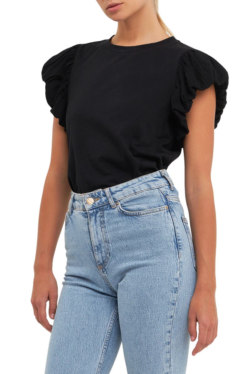 English Factory Puff Sleeve Shirt, Alternate, color, 