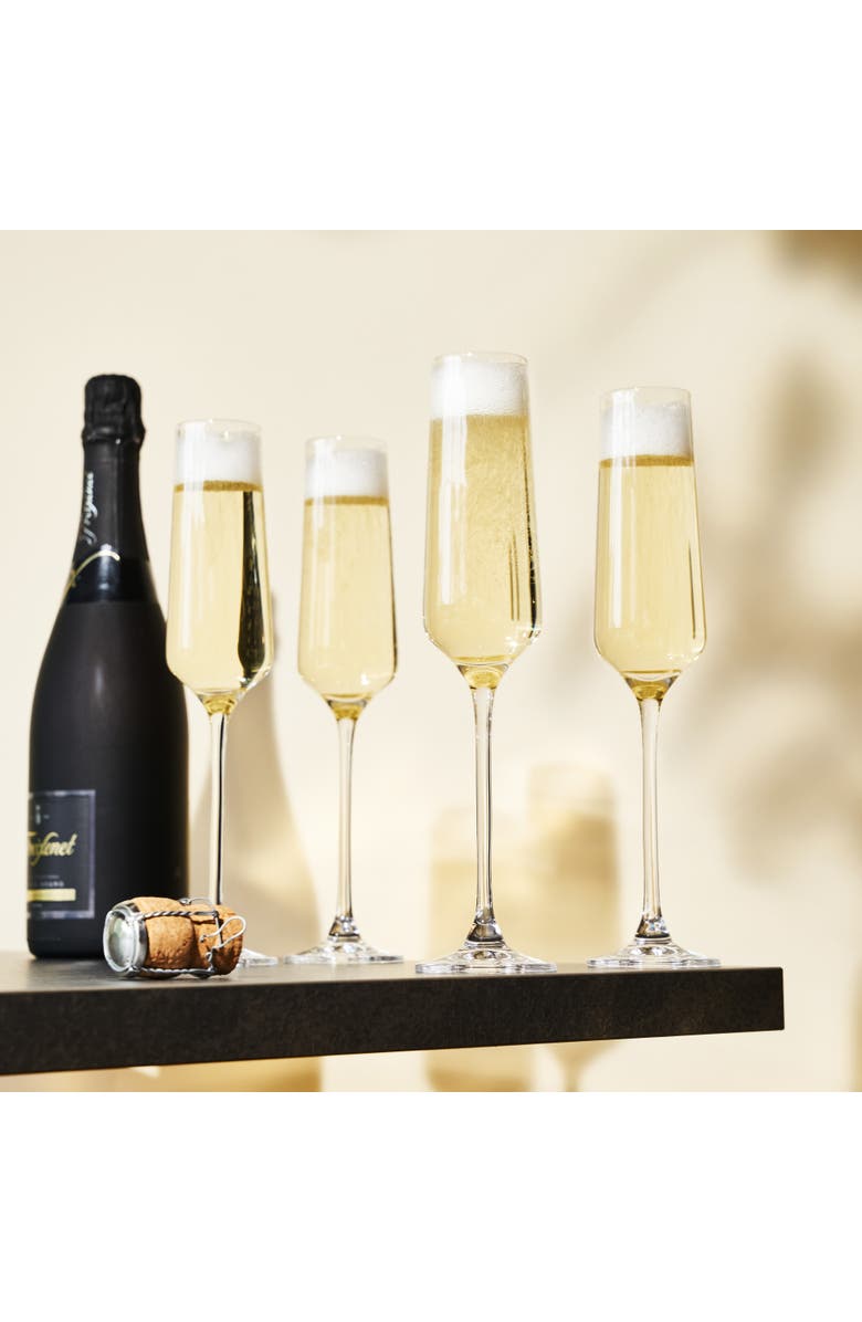 Viski Reserve Inez Crystal Champagne Flutes Set of 4, Alternate, color, Clear