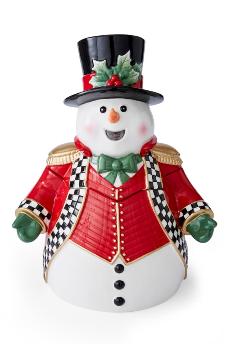 Christmas Tree Snowman Cookie Jar, Main, color, GREEN