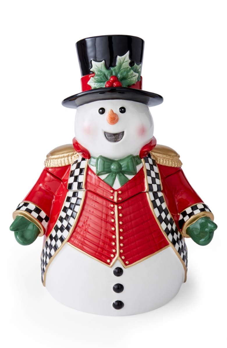 Spode Christmas Tree Snowman Cookie Jar, Main, color, Green