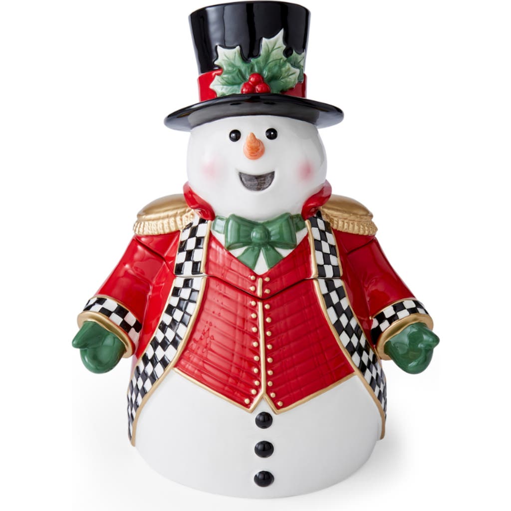 Spode Christmas Snowman Cookie Jar In Green