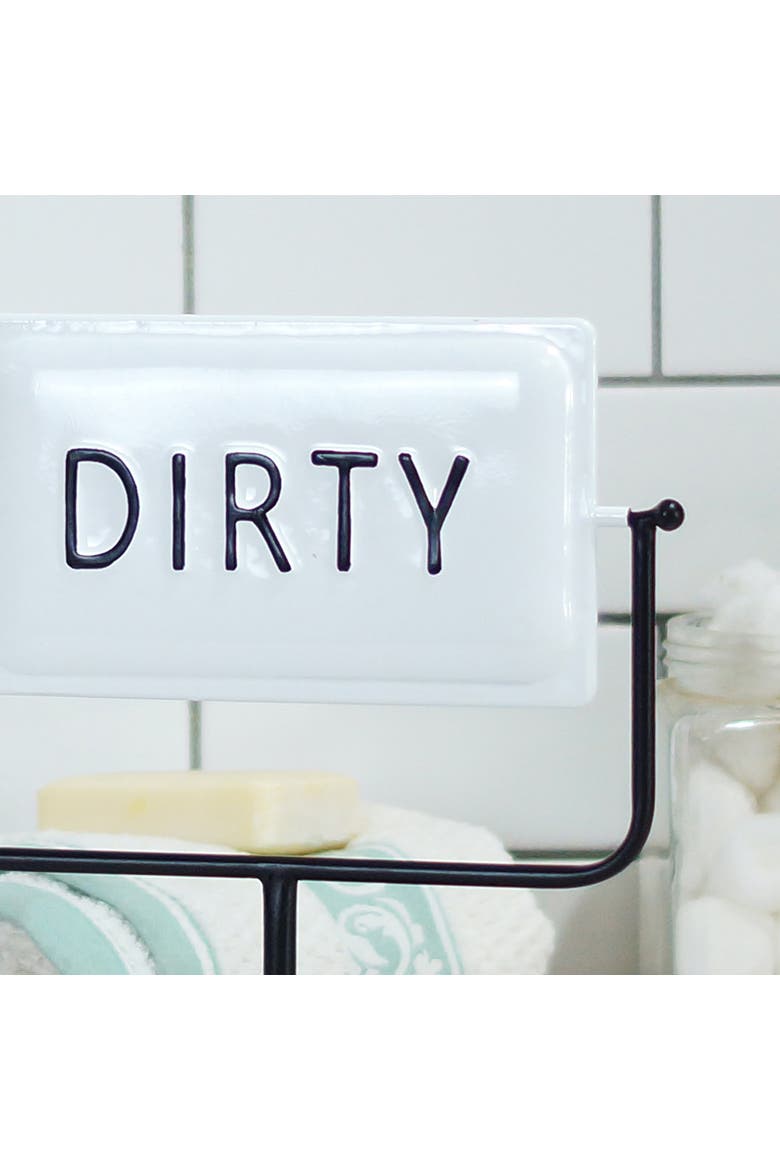 Metal White Reversible Clean Dirty Sign, 11 Inch Tabletop Laundry Sign, Alternate, color, White