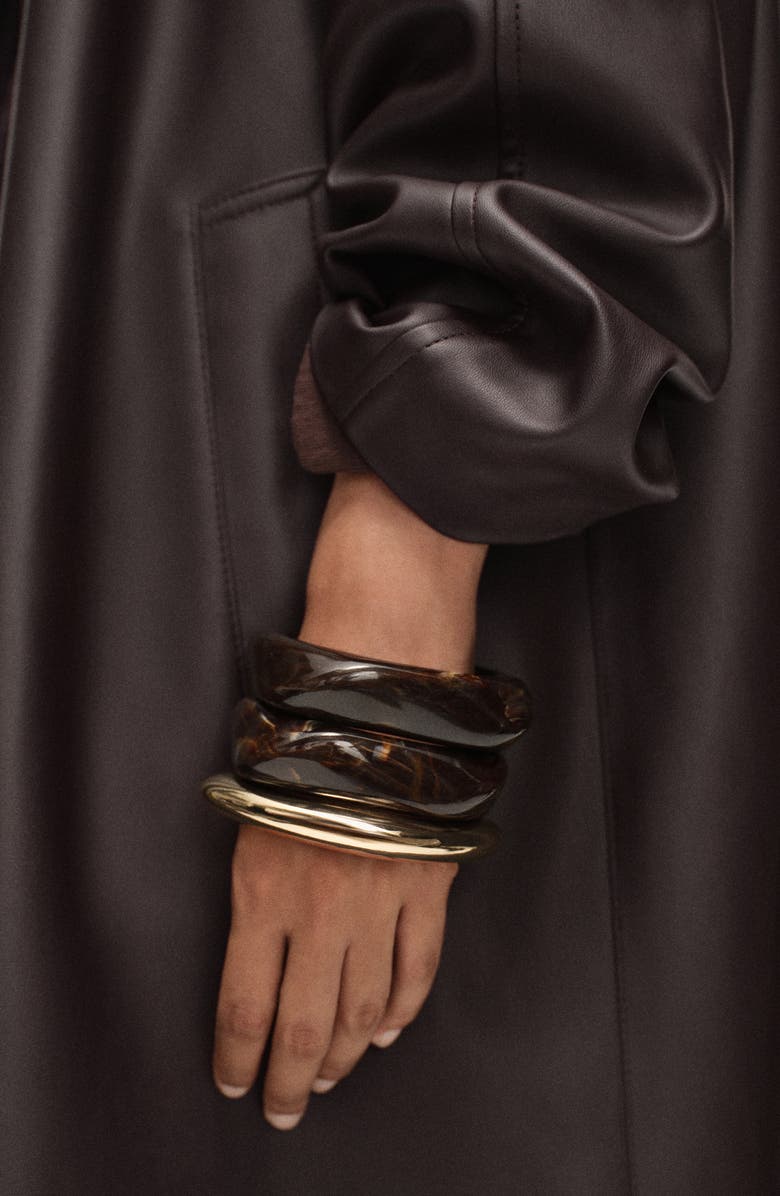 MANGO Faux Leather Coat, Alternate, color, Chocolate