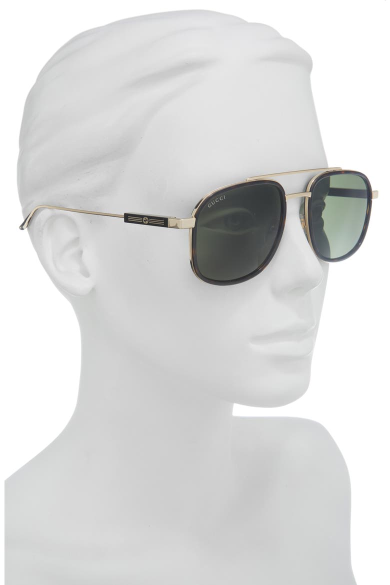 56mm Aviator Sunglasses, Alternate, color, GOLD GOLD GREEN