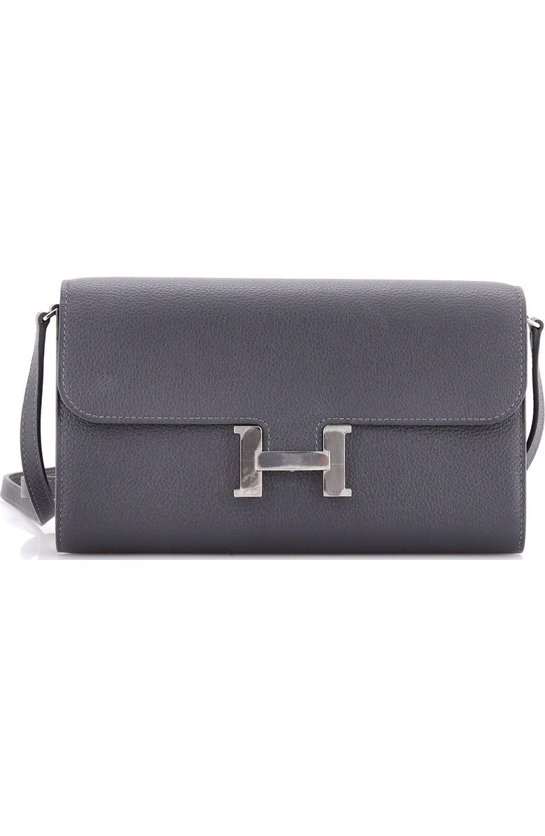 Pre-Owned Hermes Constance To Go Wallet Evercolor, Main, color, Gris Misty