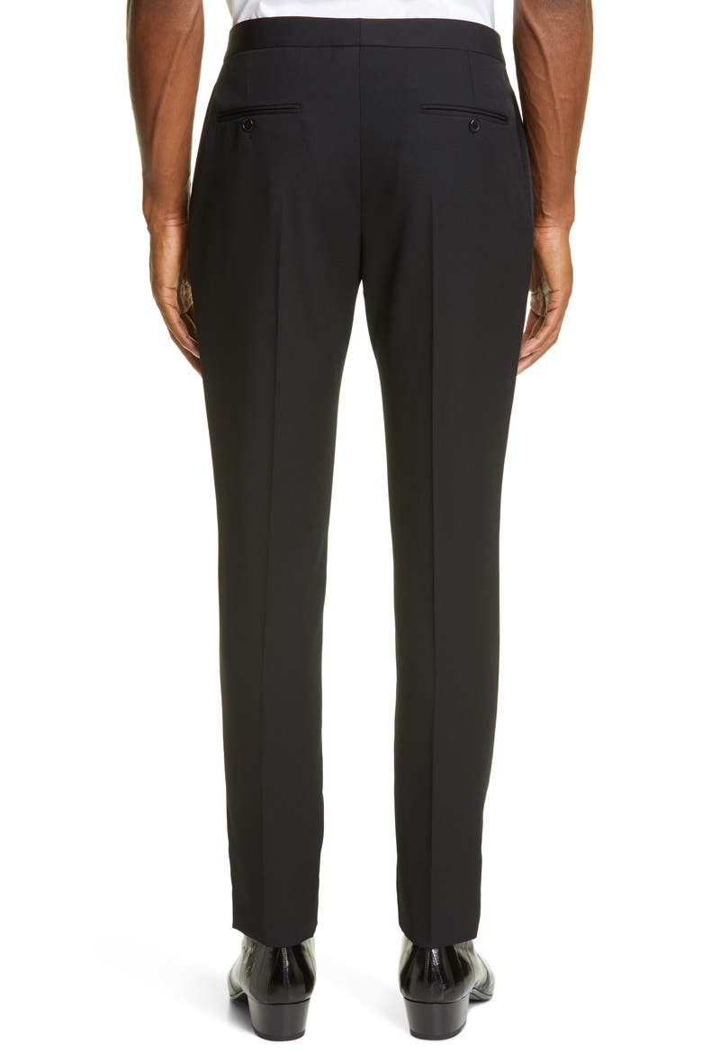Grain de Poudre Wool Tuxedo Pants, Alternate, color, BLACK
