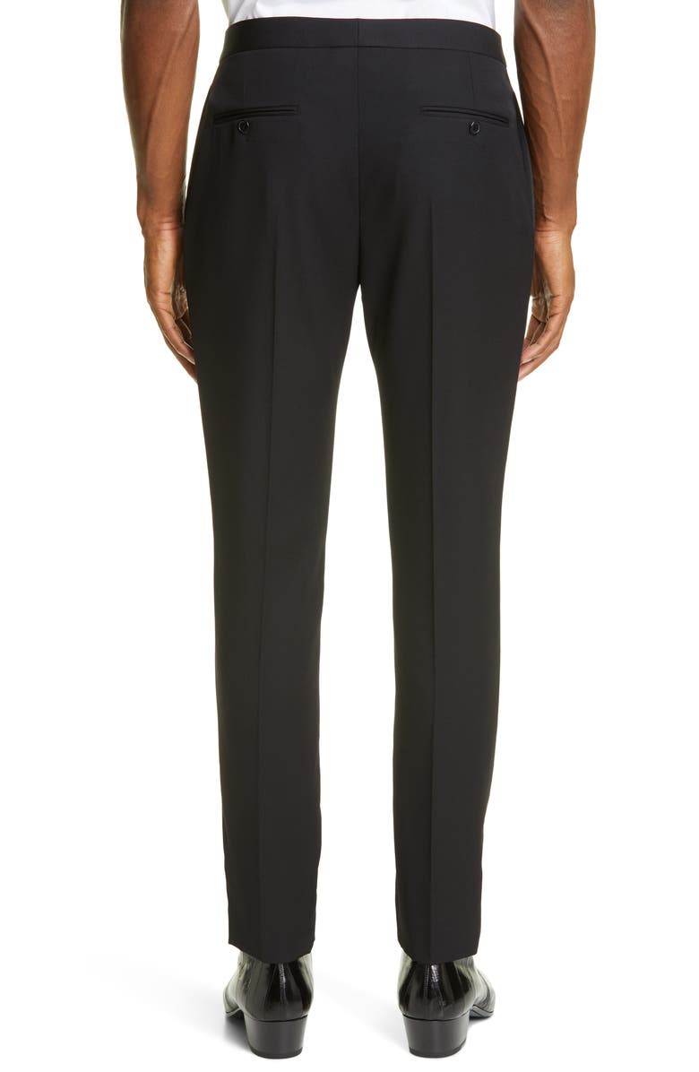 Saint Laurent Grain de Poudre Wool Tuxedo Pants, Alternate, color,