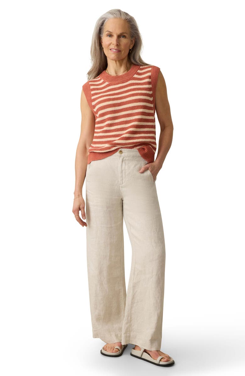 Faherty Miramar Linen & Organic Cotton Sweater Tank, Alternate, color, Sandstone Stripe