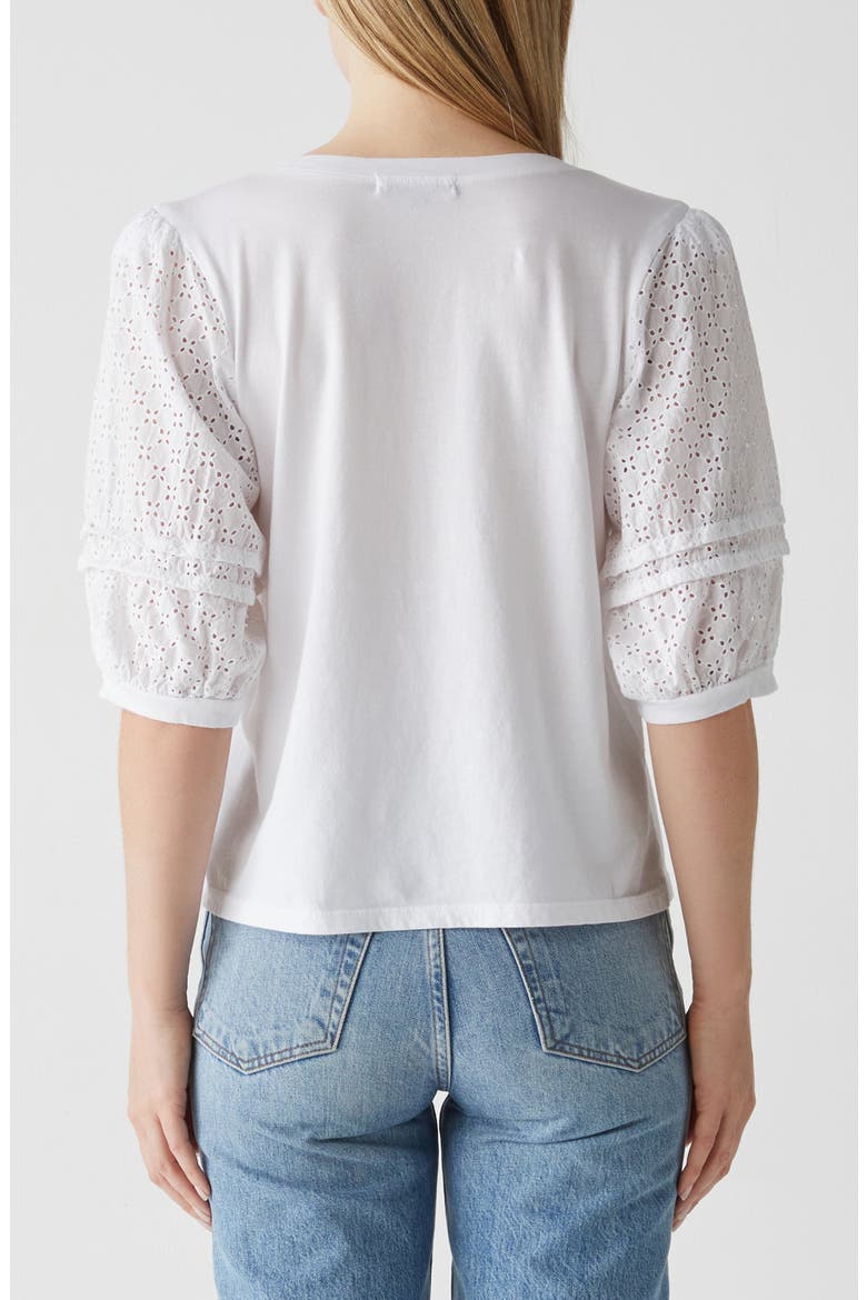 Maisie Eyelet Sleeve Cotton & Modal Top, Alternate, color, WHITE
