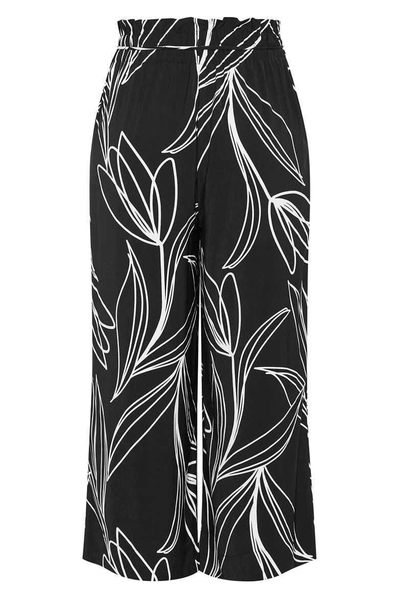 Shania Paperbag Waist Wide Leg Pants, Alternate, color, BLACK BLOOM