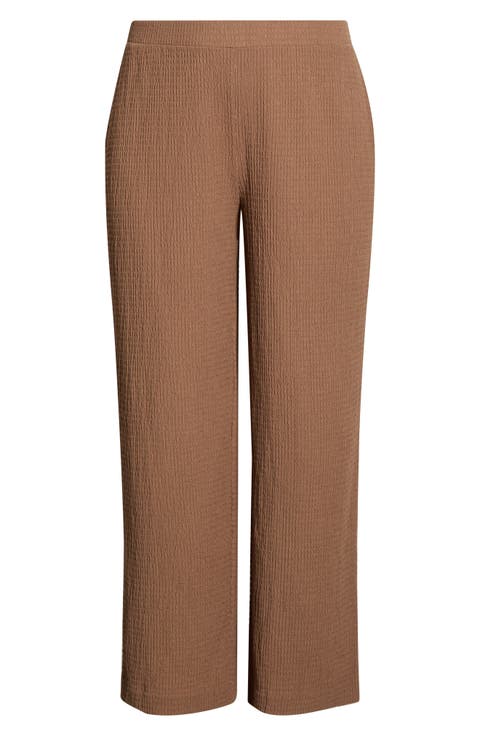 Ridge Knit Pull-On Wide Leg Pants (Plus)