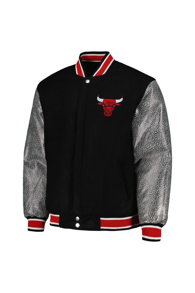 Men's JH Design Black Chicago Bulls Reversible Melton Full-Snap Jacket, Alternate, color, Black