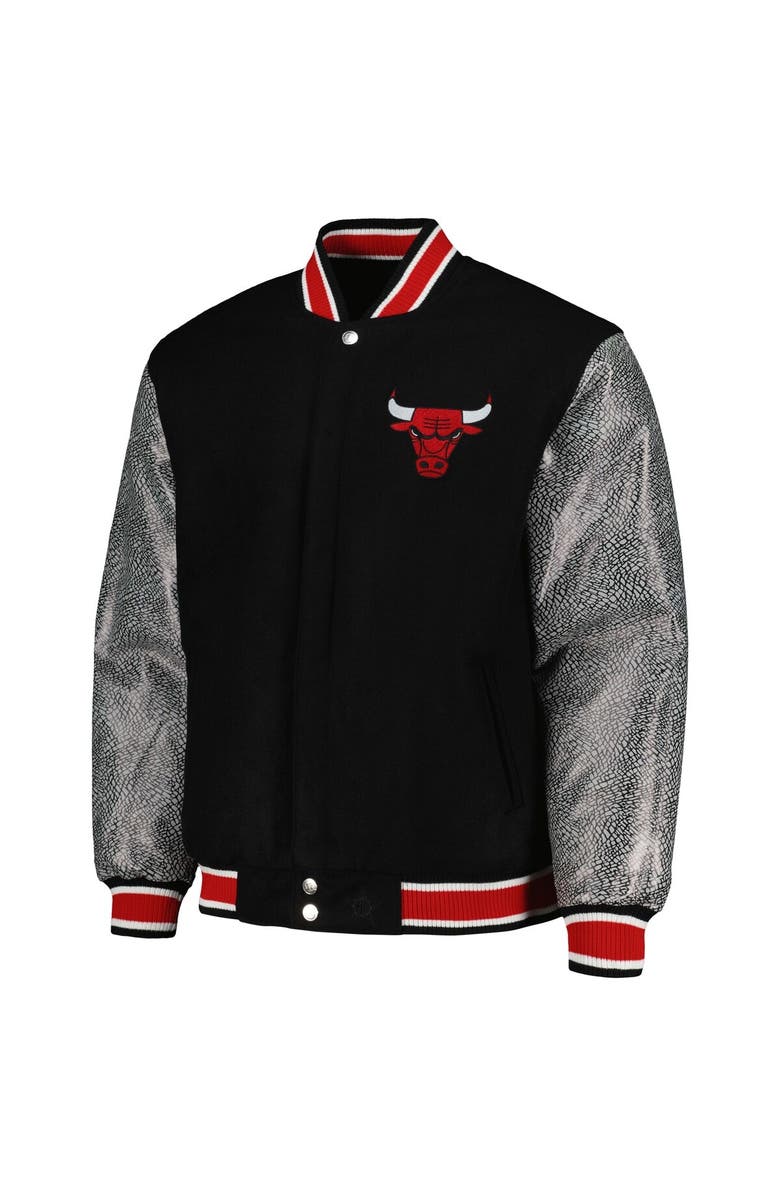 JH DESIGN Men's JH Design Black Chicago Bulls Reversible Melton Full-Snap Jacket, Alternate, color, 
