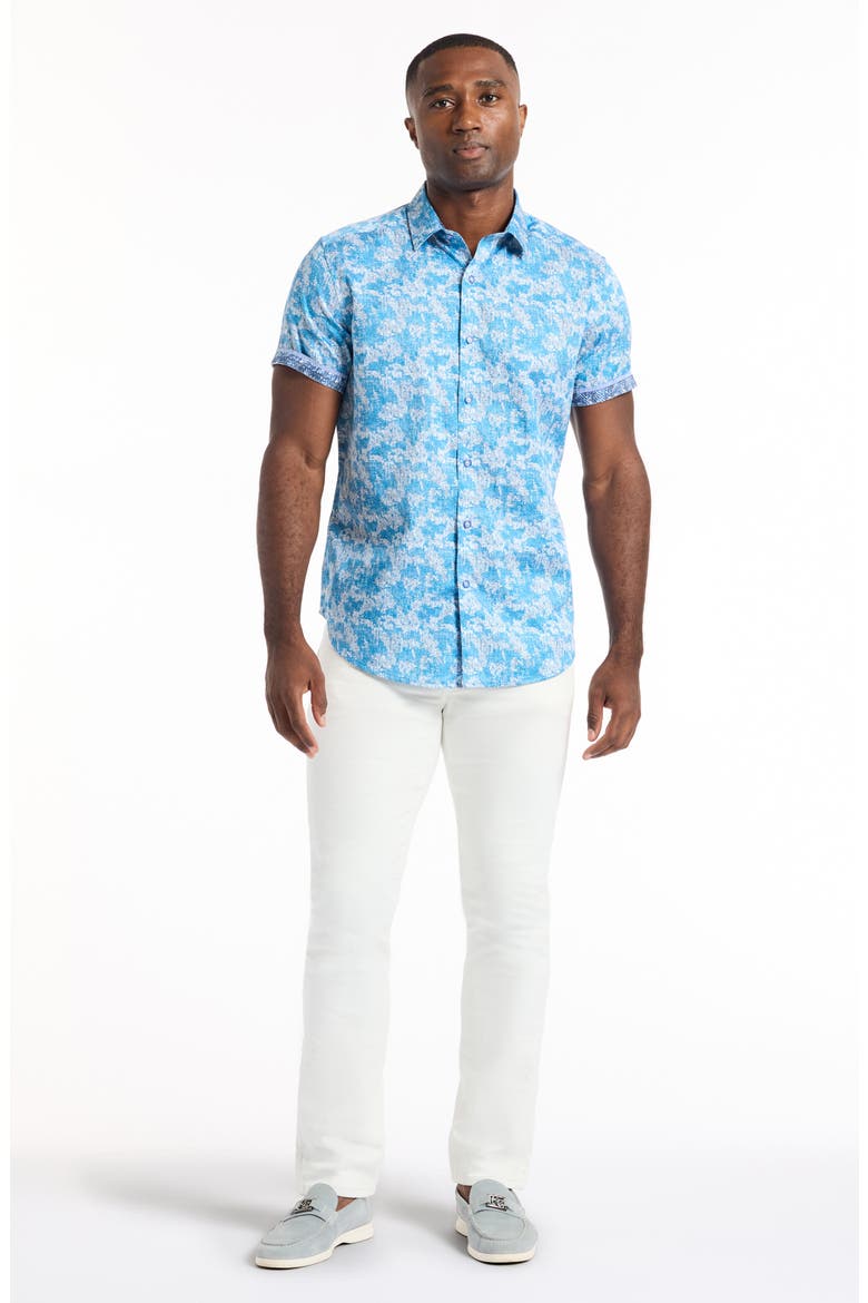 Short Sleeve Button-Up Shirt, Alternate, color, BLUE